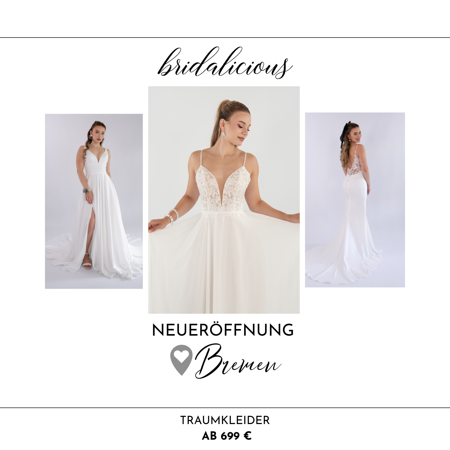 Entdecke dein perfektes Brautkleid bei bridalcious Bridal in Bremen und Wiesbaden: Individuelle Beratung und unschlagbare Preise
