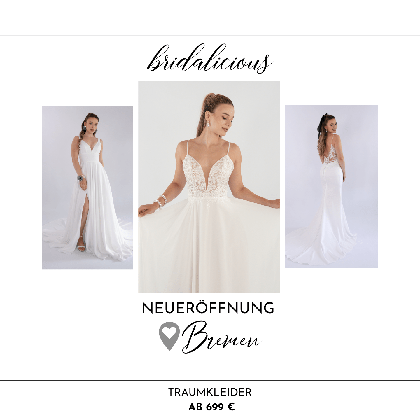 Entdecke dein perfektes Brautkleid bei bridalcious Bridal in Bremen und Wiesbaden: Individuelle Beratung und unschlagbare Preise - bridalicious